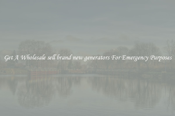 Get A Wholesale sell brand new generators For Emergency Purposes