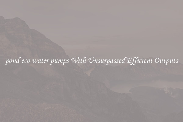 pond eco water pumps With Unsurpassed Efficient Outputs